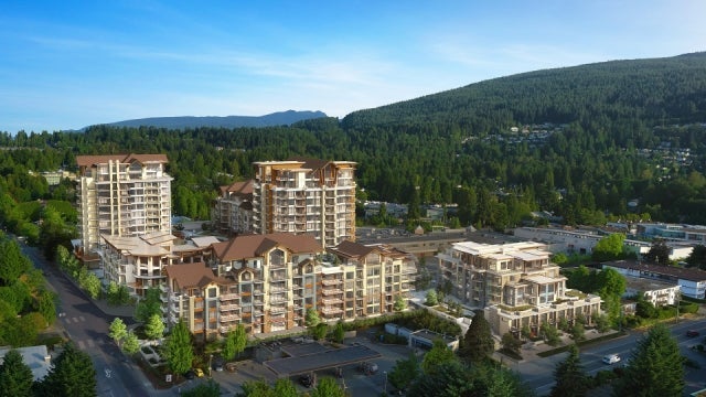 Artist rendering of aerial view of The Residences towers.
