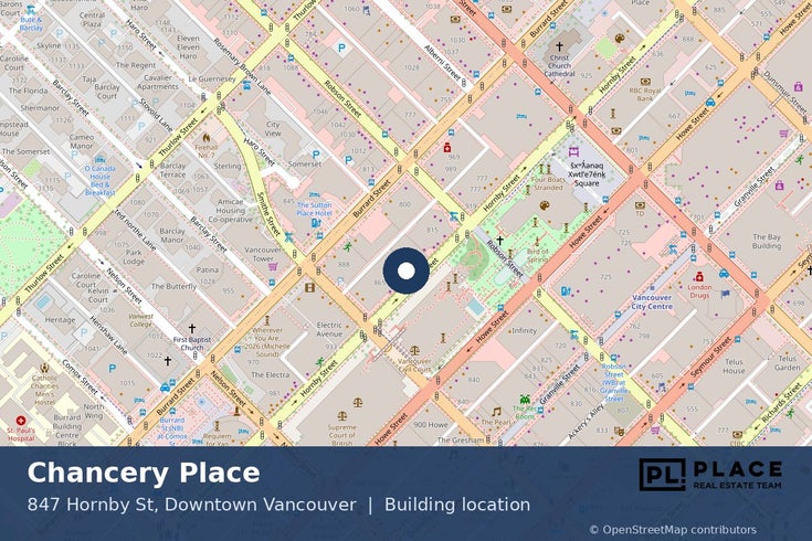 Chancery Place - 847 Hornby St, Downtown Vancouver - Location Map