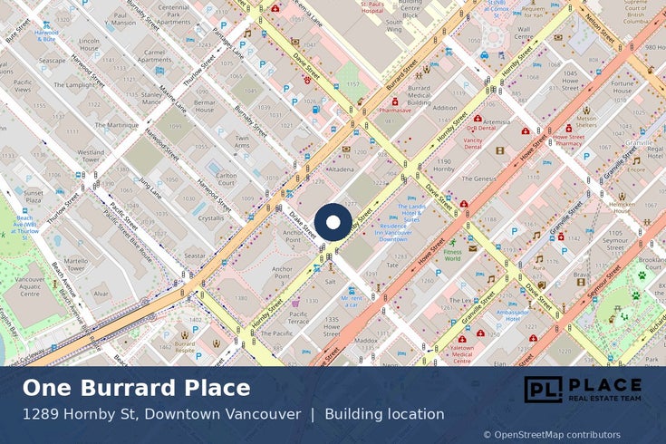 One Burrard Place - 1289 Hornby St, Downtown Vancouver - Location Map