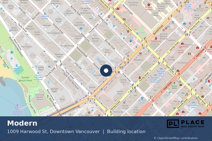 Modern - 1009 Harwood St, Downtown Vancouver - Location Map