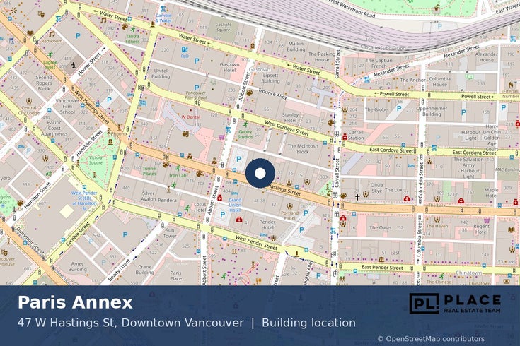 Paris Annex - 47 W Hastings St, Downtown Vancouver - Location Map