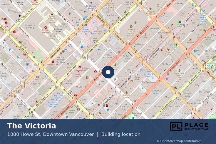 The Victoria - 1080 Howe St, Downtown Vancouver - Location Map