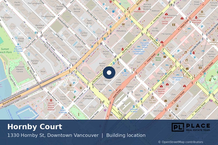 Hornby Court - 1330 Hornby St, Downtown Vancouver - Location Map
