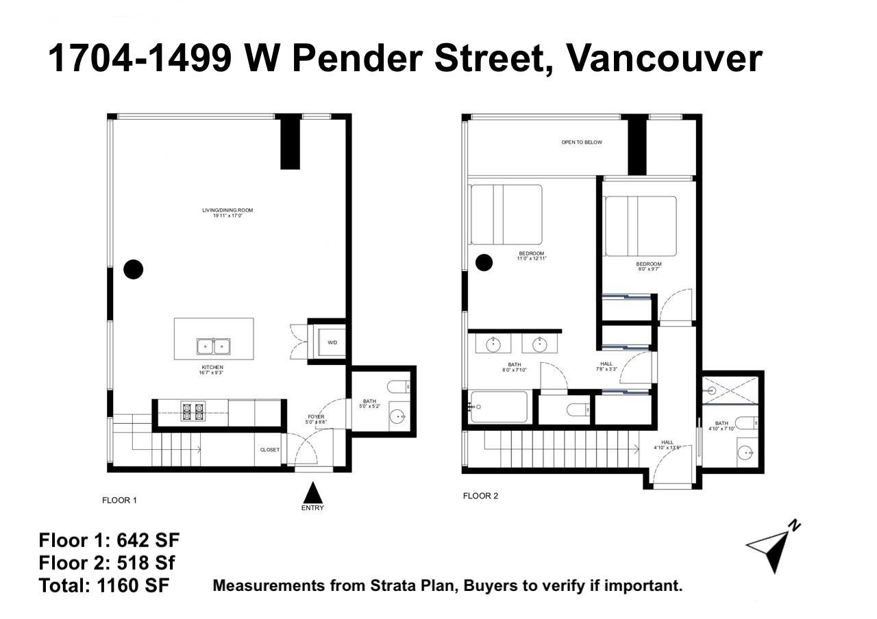 1704 - 1499 W Pender Street - Coal Harbour Apartment/Condo for Sale, 2 Bedrooms (R3035721)# - 29