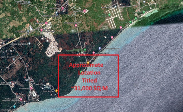 31,000 SQ M,140 M ocean Frontage, San Isidro, Dauis, Bohol 6339  - San Isidro, Dauis Land for sale(SELL24020101)