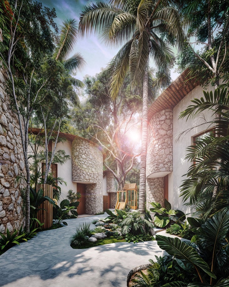 Luxury eco-villa in Tulum with organic design and pool