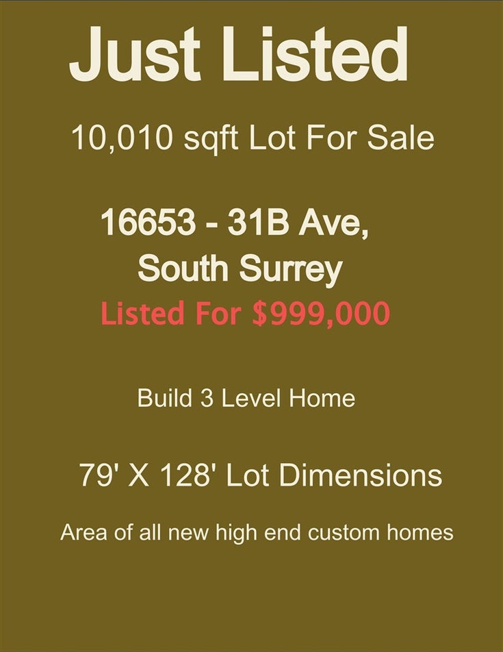 16653 31b Avenue - Grandview Surrey Land(R2390643)