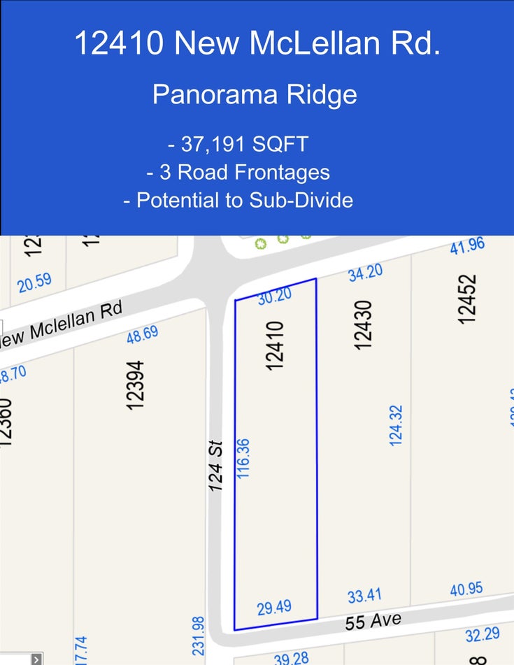12410 New Mclellan Road - Panorama Ridge Land for Sale(R3037304)
