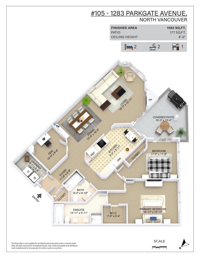 105 1283 PARKGATE AVENUE - Northlands Apartment/Condo for sale, 2 Bedrooms (R2755329)