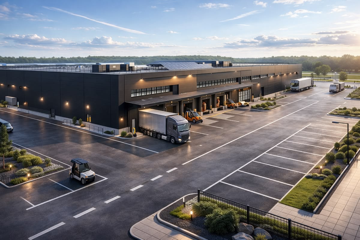 Modern industrial commercial property representing industrial real estate in Waterloo Region