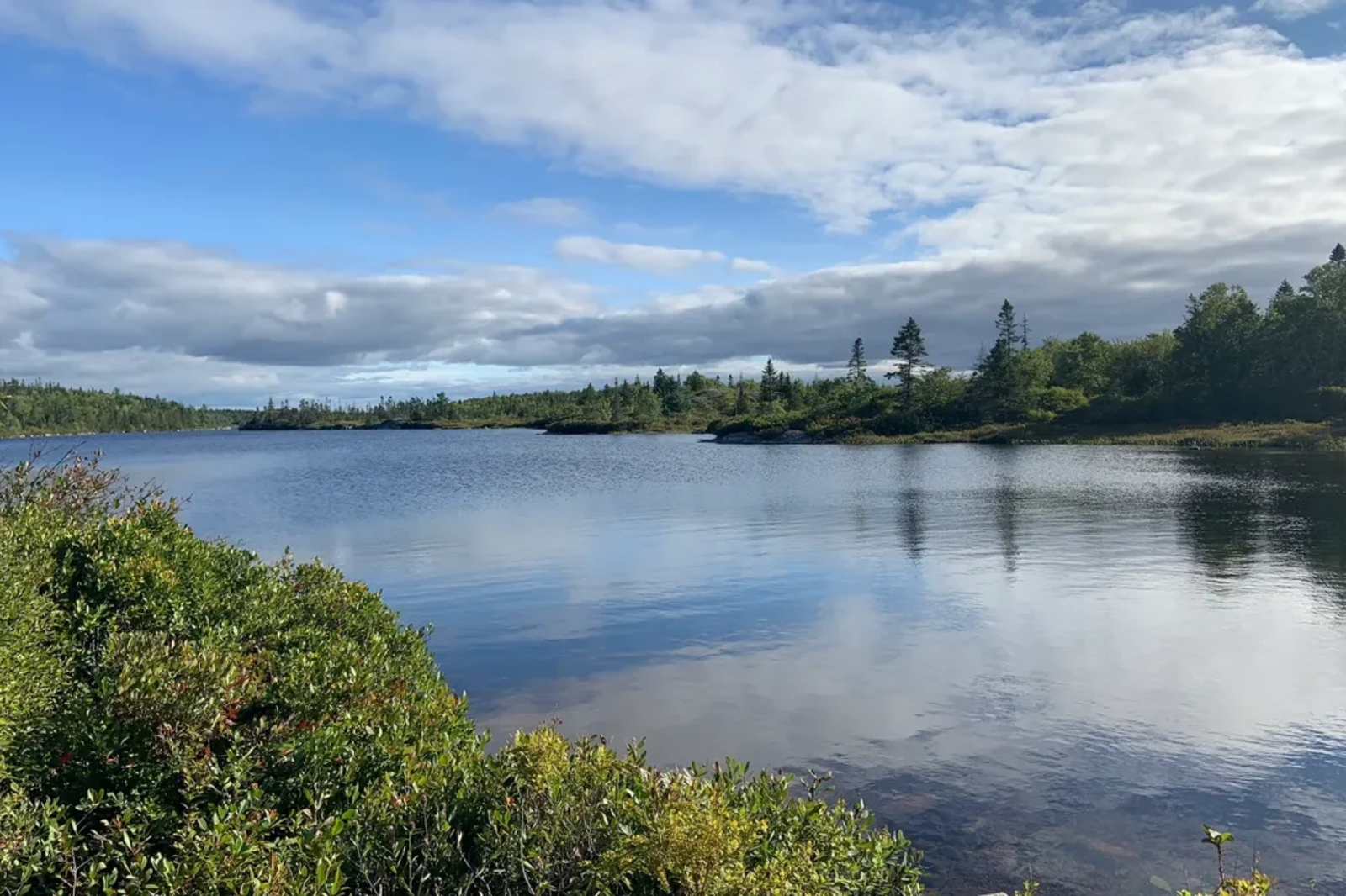Calm water view of Governors Lake in Timberlea NS