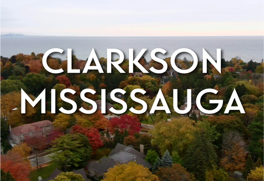 birds eye view of Clarkson Village neighbourhood