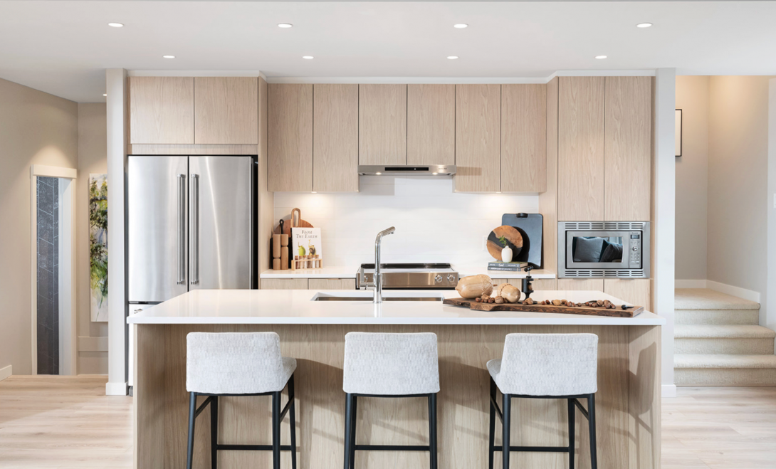 Interior kitchen at Terrain Squamish townhomes featuring open concept layout and modern finishes