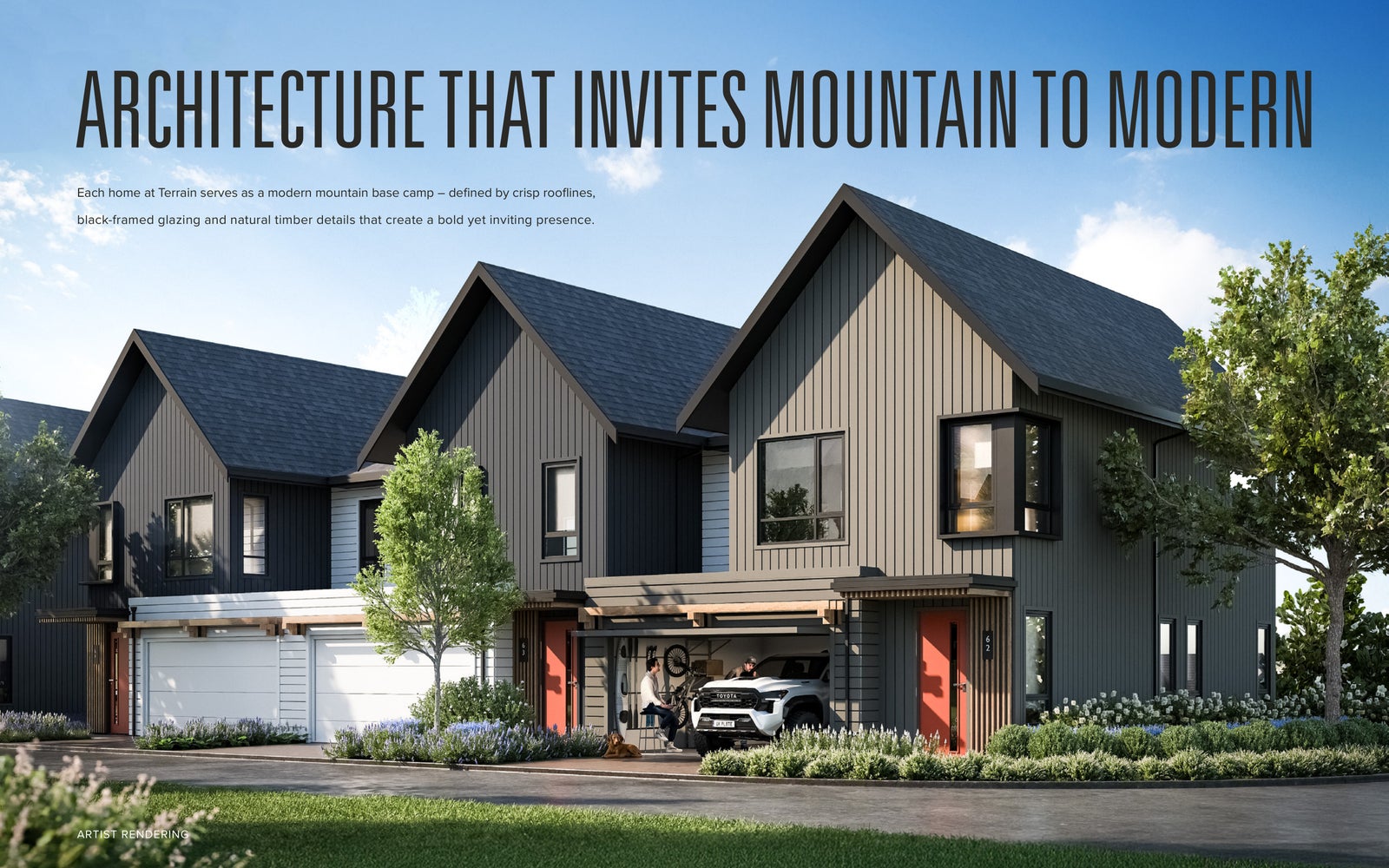 Terrain Squamish presale townhome exterior at Garibaldi Springs showing modern mountain architecture