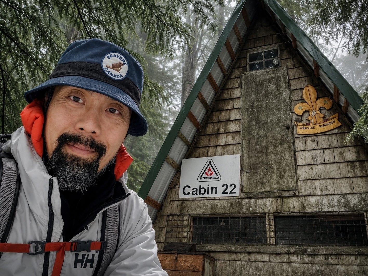 Wilson Chiu during a Scouts Canada backcountry camping trip at Cabin 22
