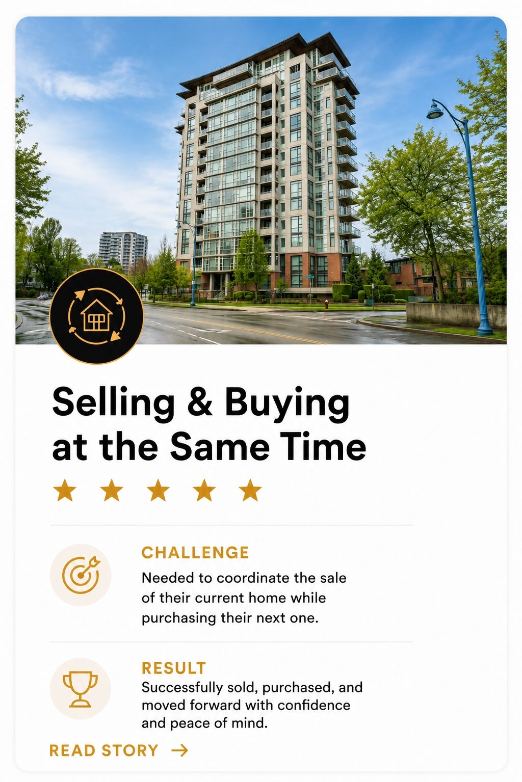 Richmond home selling and buying success story, helping clients coordinate the sale of their current home and purchase their next home.