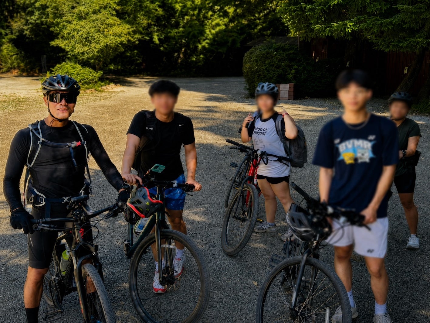 Wilson Chiu leading a Scouts Canada cycling adventure with youth members
