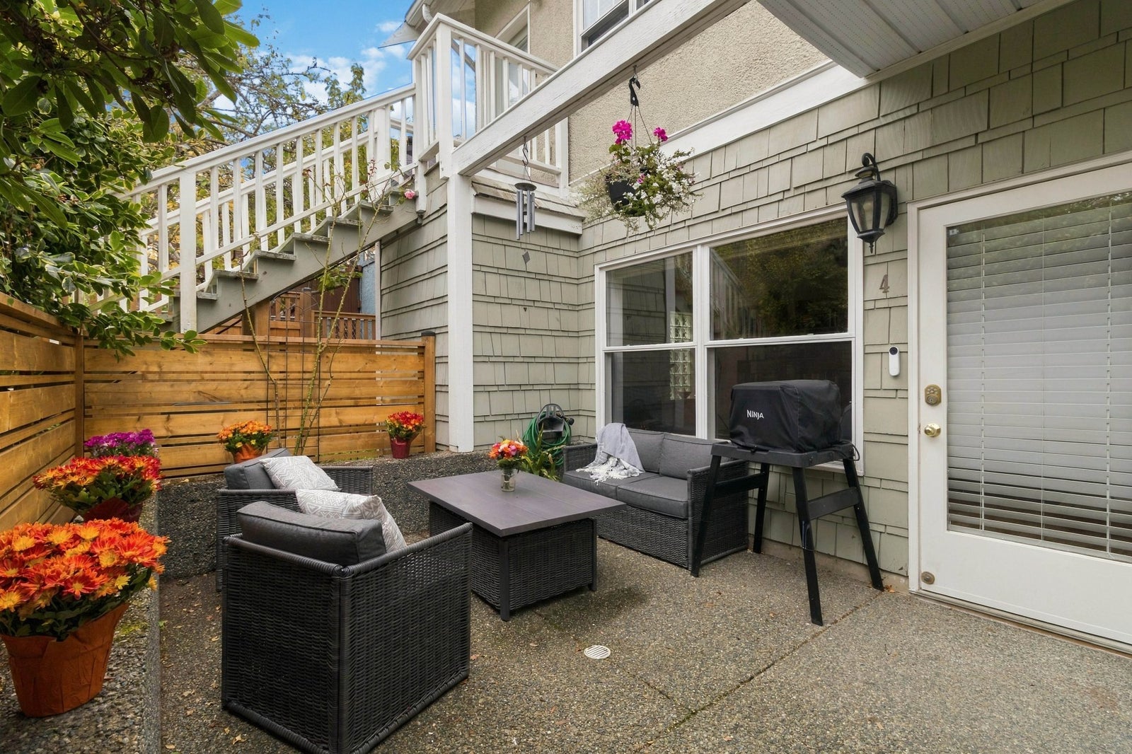 Private patio outside the entrance to unit 4 at 1353 Grant Street, Fernwood