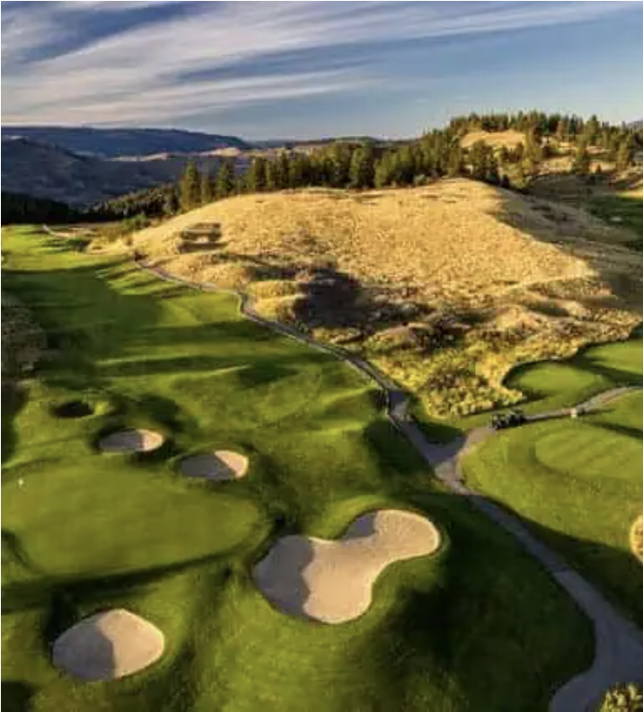 Aerial view of Predator Ridge golf resort community in Vernon, BC