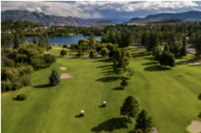 Golf course and lake view at Shannon Lake Golf Estates in West Kelowna, BC