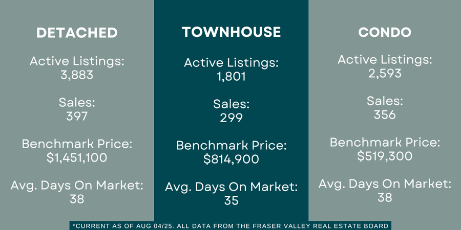 Infographic showing Fraser Valley real estate sales trends in July 2025