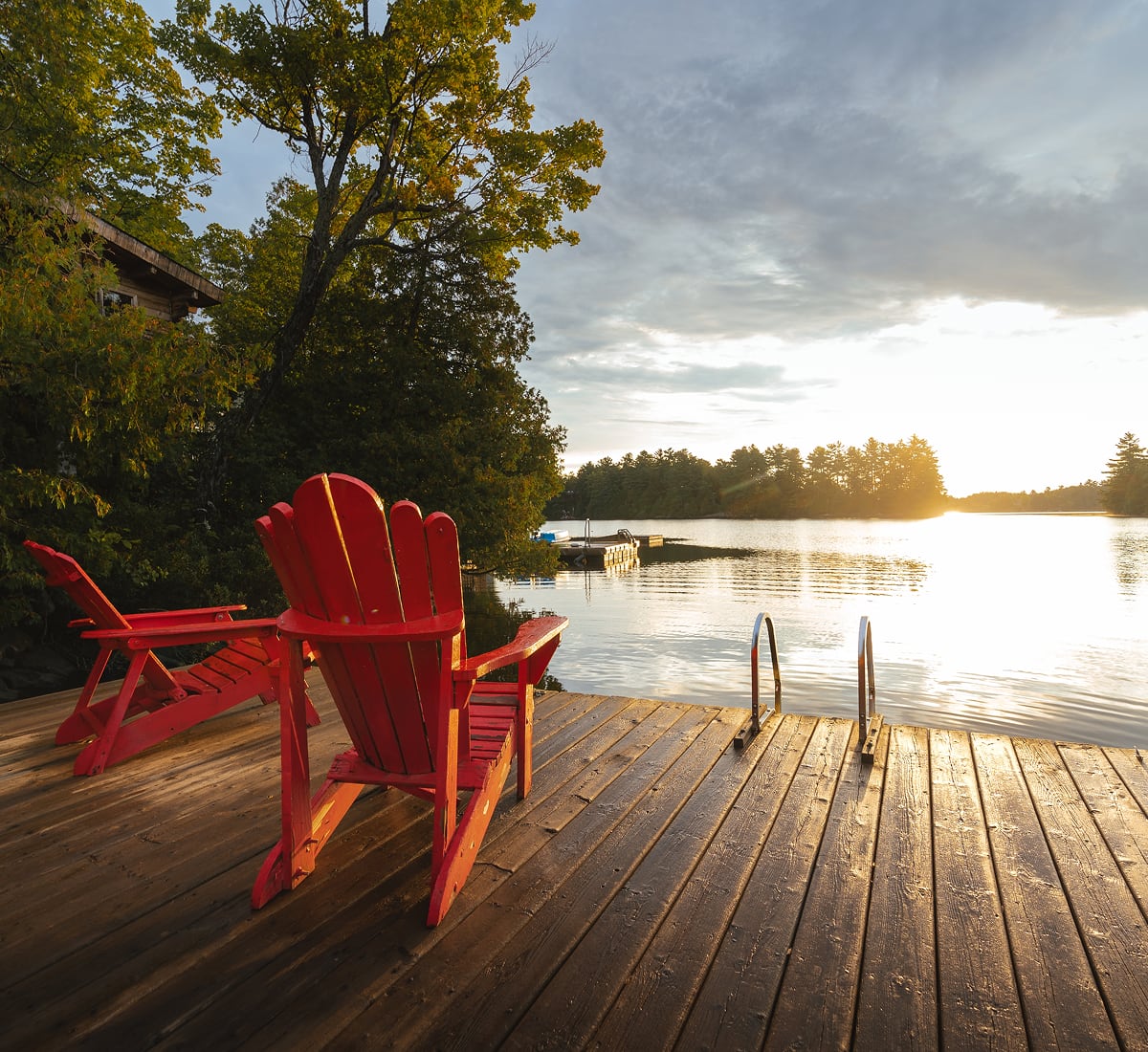 Waterfront dock setting on Manitoulin Island