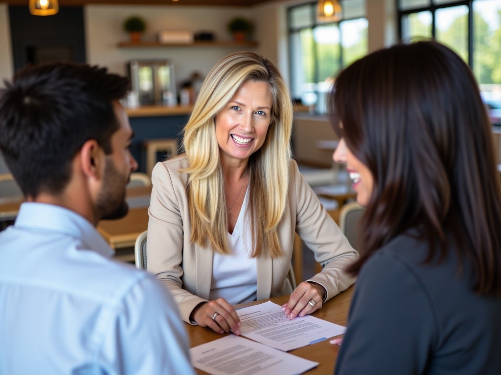 Karen Bond, Manitoulin Island REALTOR® meeting with clients to discuss Buyer Representation Agreement