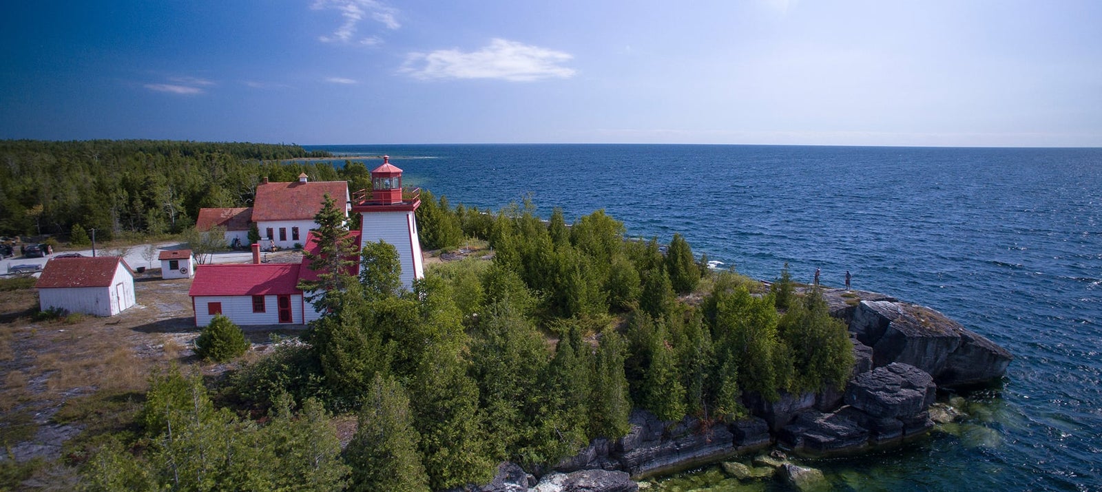 Aerial View of the Meldrum Bay Lighthouse, Manitoulin Island
