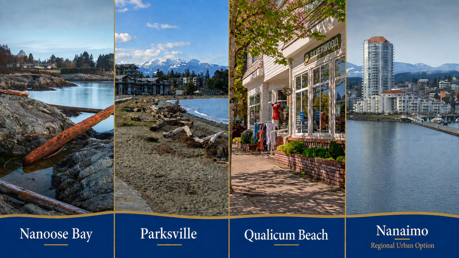 Nanoose Bay, Parksville, Qualicum Beach and Nanaimo community comparison