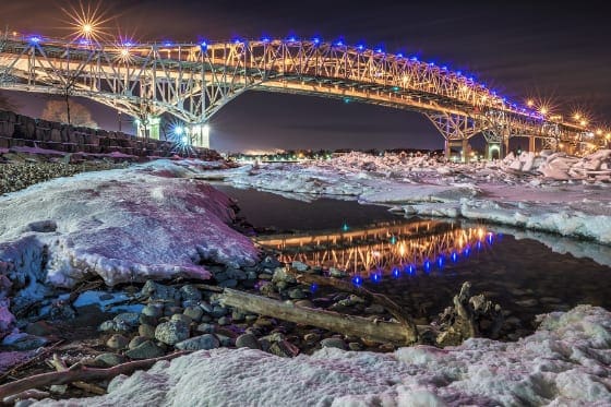 About Sarnia - bridge at night