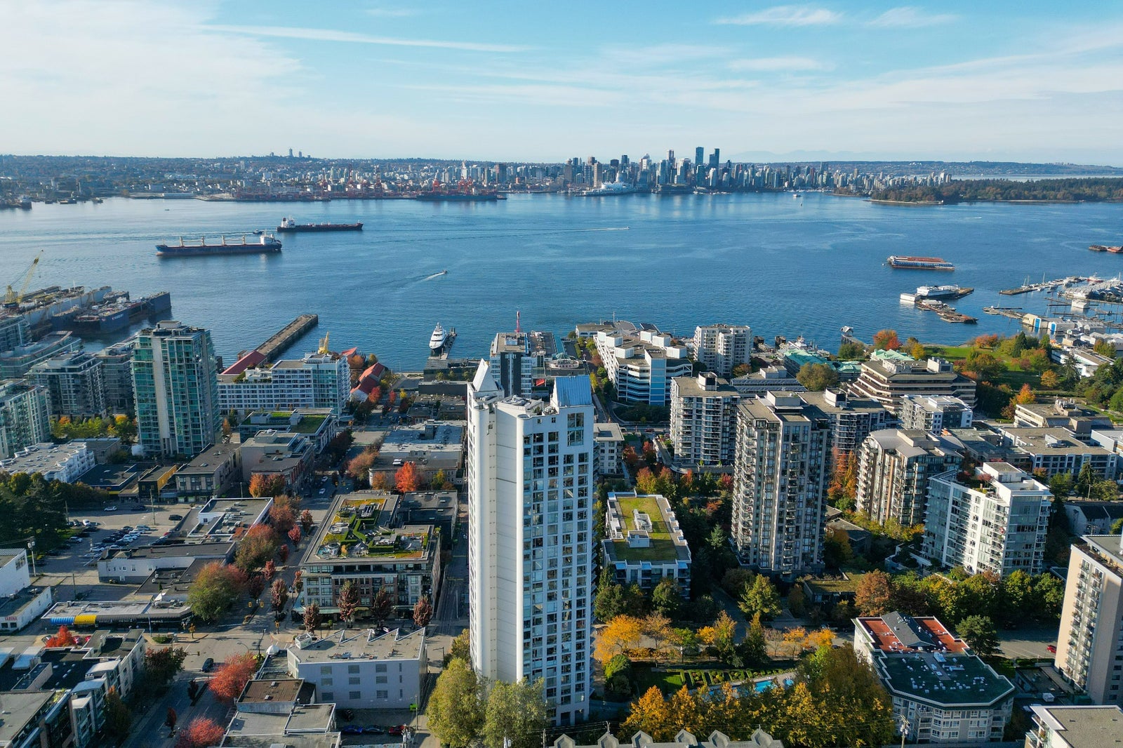 Lower Lonsdale waterfront and Vancouver skyline