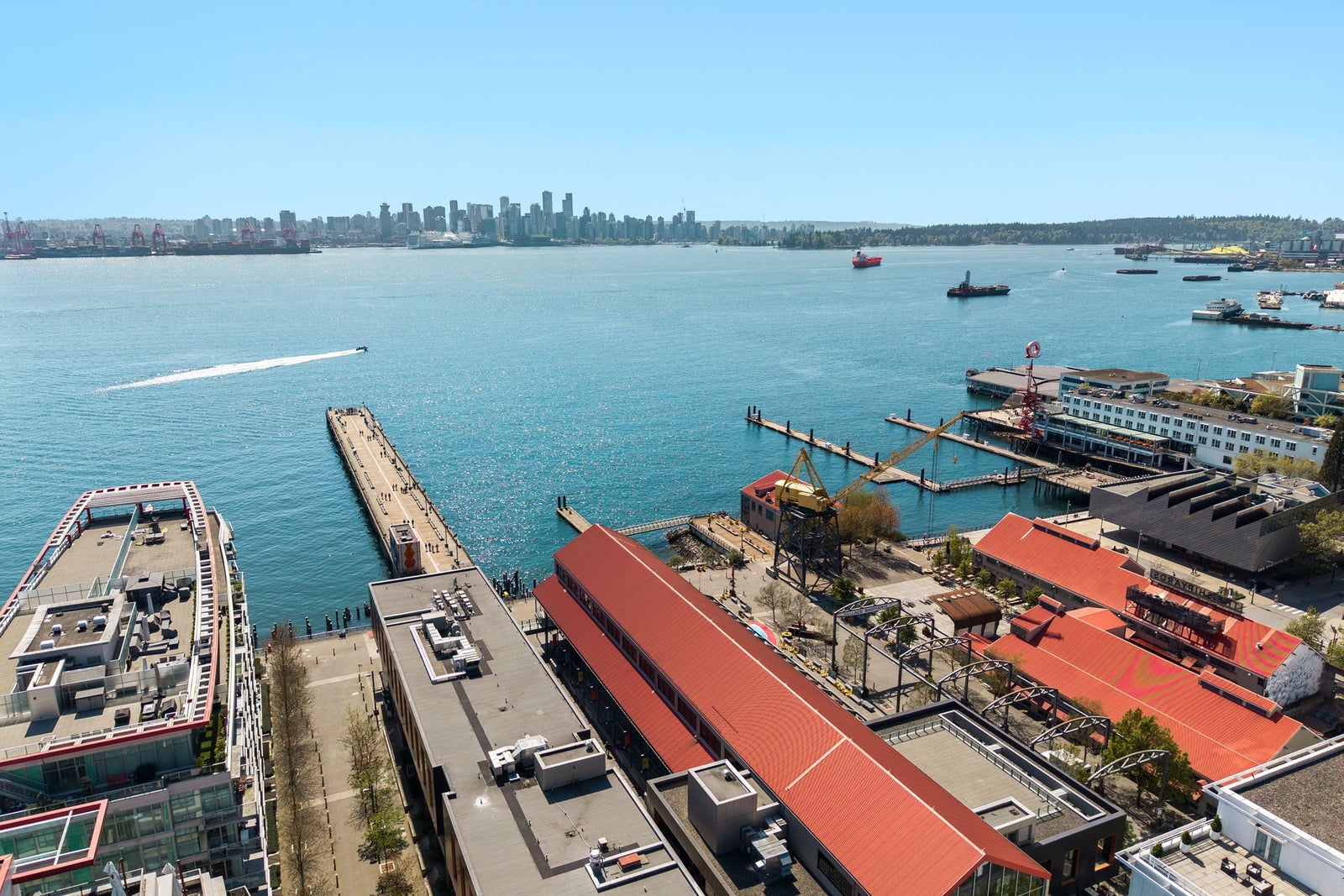 Lower Lonsdale waterfront and Burrard Inlet in North Vancouver
