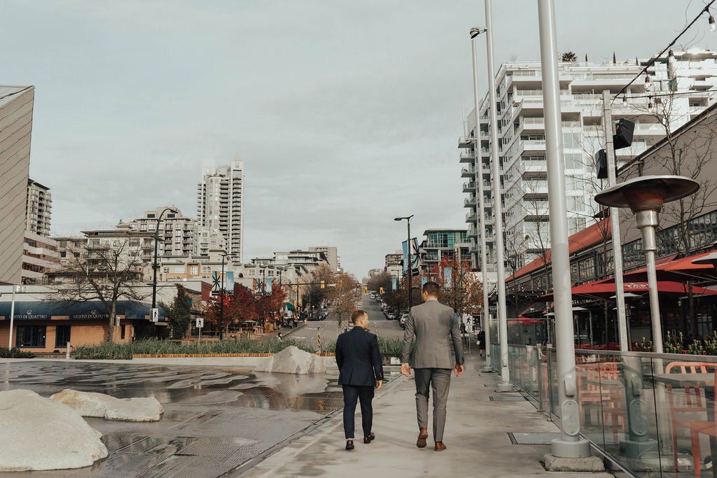Lonsdale Avenue in Lower Lonsdale with views toward Downtown Vancouver