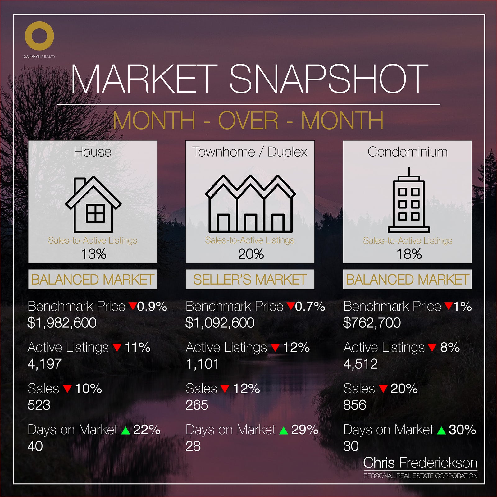 Market Snapshot Month-over-Month Real Estate Stats Chris Frederickson
