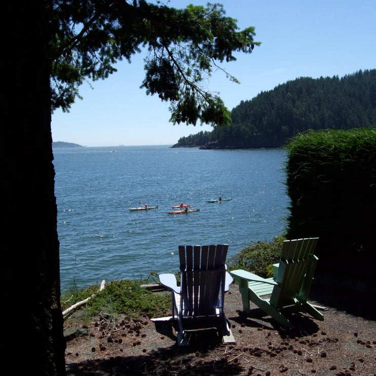 Adirondack chairs overlooking ocean Adirondack chairs overlooking ocean