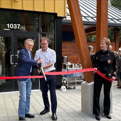 Cutting ribbon to open new Bowen Island Community Health Centre