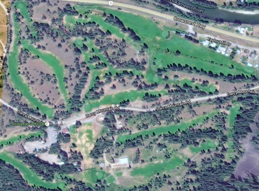 Aerial view of the golf course in Princeton BC