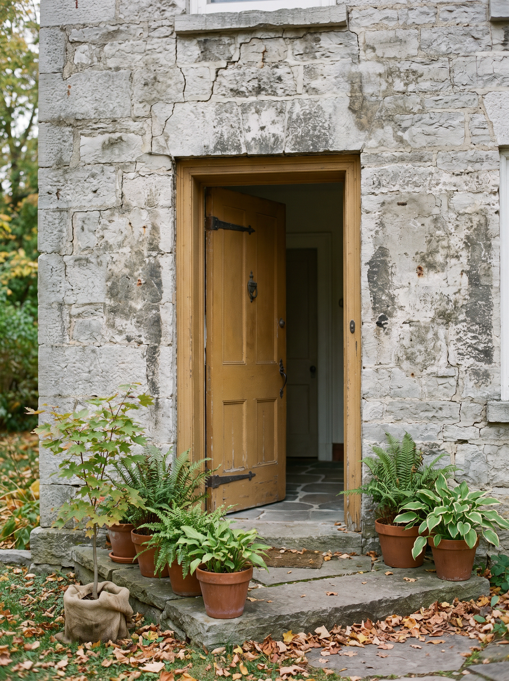 A heritage limestone home entrance in Kingston