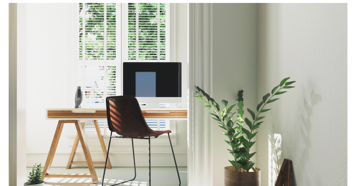 Home Office with a window and plant