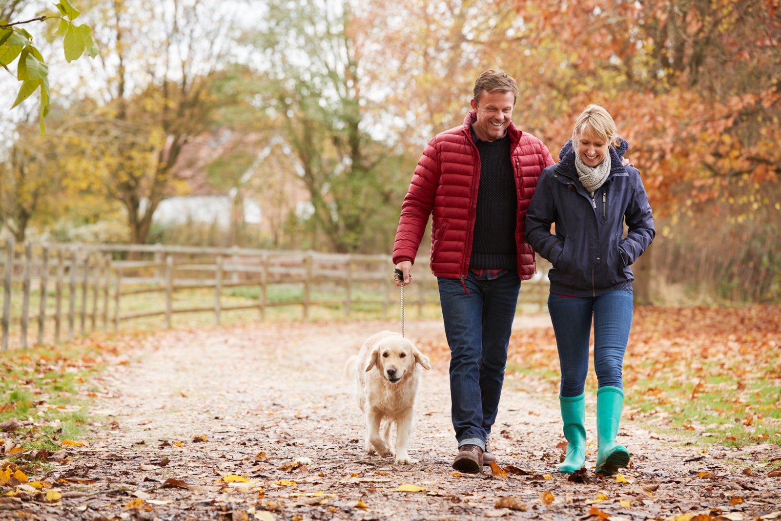 Active couple with dog