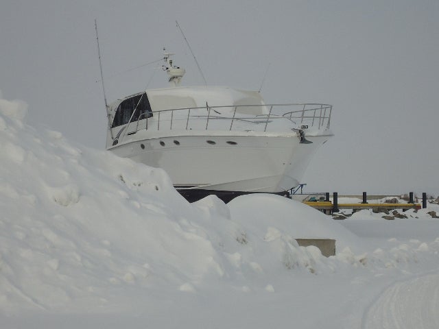 Boat on dry-dock at Erieau