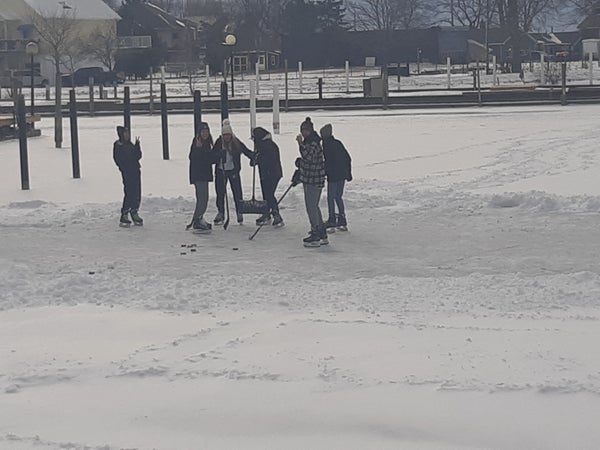 Hockey game at the Marina