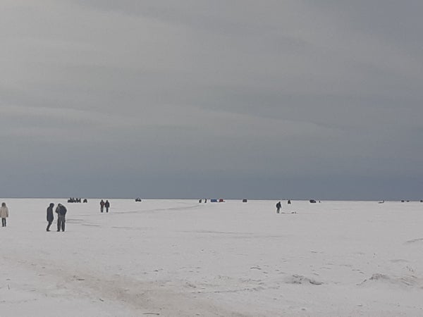 Fishing Huts and Activity at Mithell's Bay