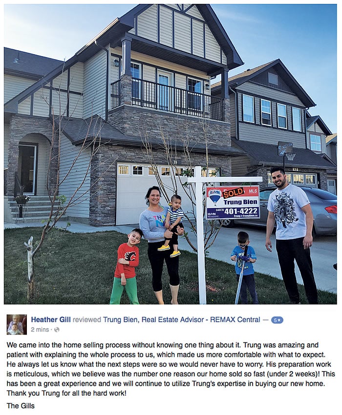 Trung Bien - Realtor Calgary - ReMax Real Estate Central -  Seller testimonial