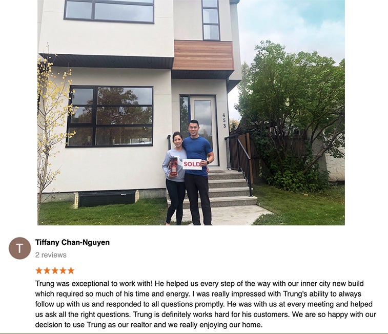 Trung Bien - Realtor Calgary - ReMax Real Estate Central -  Luxury - Inner City testimonial