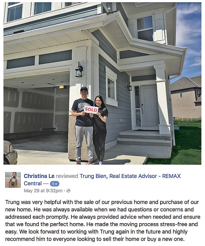 Trung Bien - Realtor Calgary - ReMax Real Estate Central -  Home Buyer testimonial