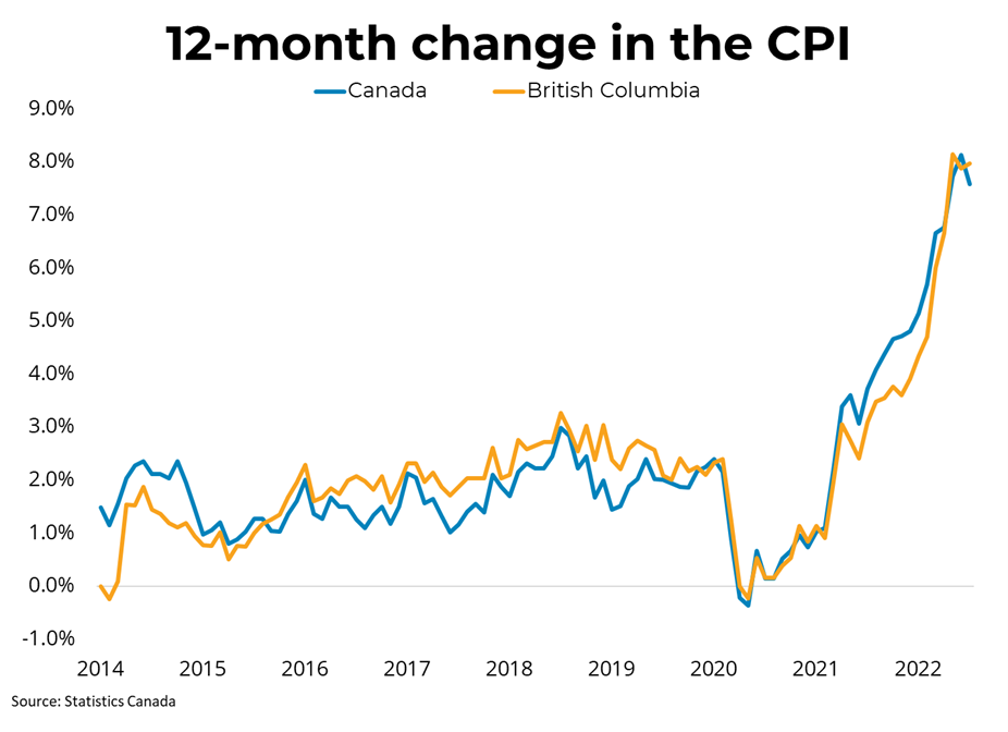 12 month change in consumer CPI