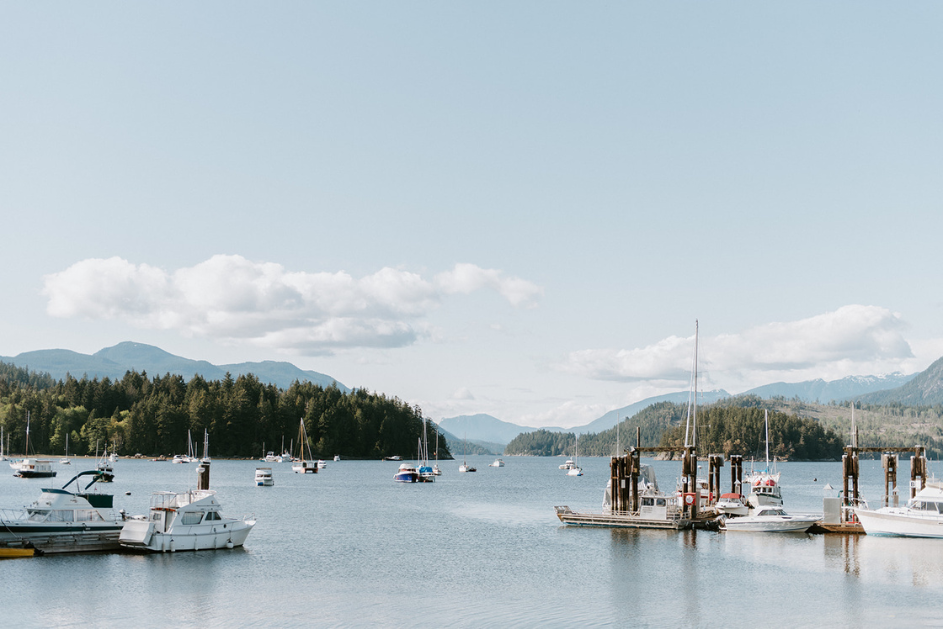 Sechelt Inlet Harbour with Anchored Boats