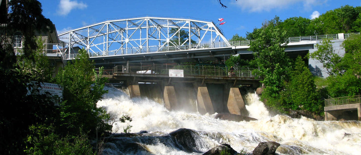 Bracebridge Falls of Muskoka River in Bracebridge Ontario