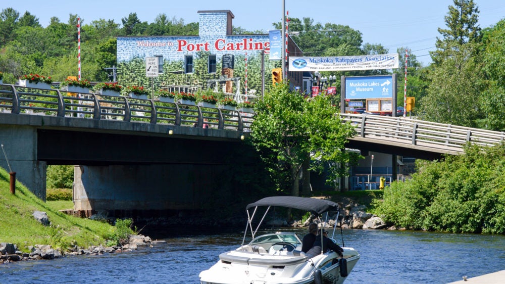 Port Carling Muskoka Swing Bridge, Locks and Muskoka Emporium Building 99 Maple St Port Carling Ontario